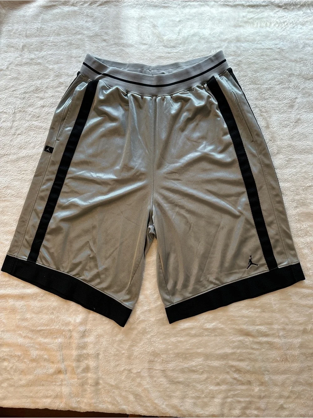 Jordan Brand Dazzle Grey Basketball Shorts with Black Accents XL